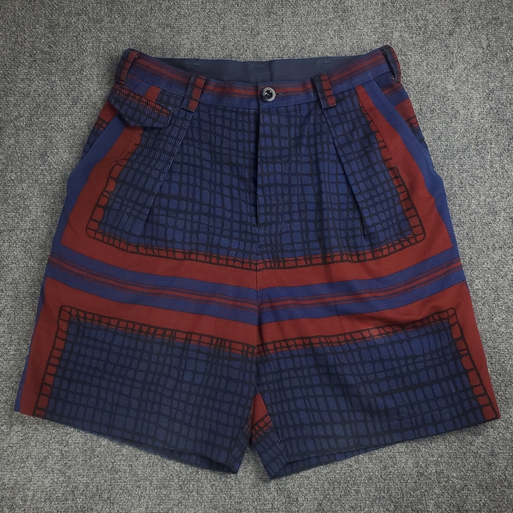 Sacai Shorts Mens 3 34 Geometric Pattern Pleated Cotton Twill Japanese 1147